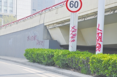 電線桿、立交橋等被噴涂，嚴(yán)重影響了市容。
