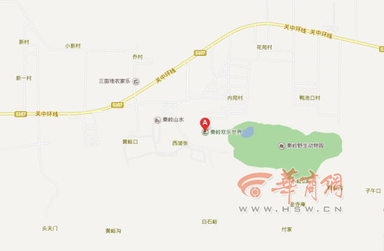 A處為事故發(fā)生地點(diǎn)“秦嶺歡樂(lè)世界”。
