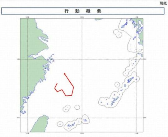 資料圖：日方公布的中國海監(jiān)運-12飛機12月22日飛行路線。