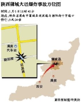 昨日18時(shí)40分左右，一輛由西安開往蒲城的大巴在蒲城縣城發(fā)生爆炸。據(jù)當(dāng)?shù)匦侣劙l(fā)布會(huì)通報(bào)，此次事故導(dǎo)致