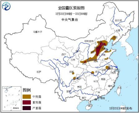 全國霾區(qū)預(yù)報(bào)圖。