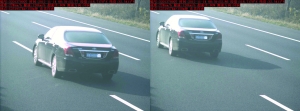由于車(chē)速過(guò)快，高清探頭抓拍下的畫(huà)面，有一點(diǎn)點(diǎn)模糊 監(jiān)控截圖