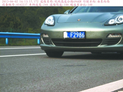 　保時(shí)捷飆車被拍瞬間。湖北省高警總隊(duì)供圖