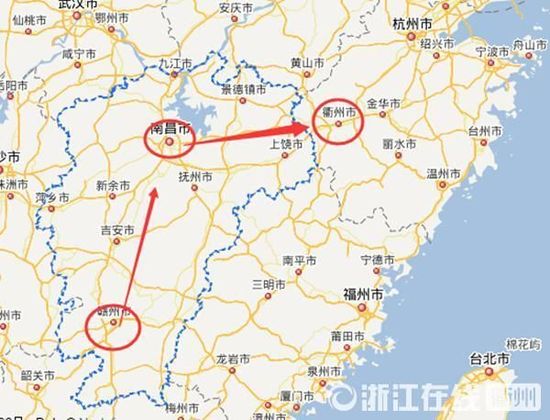 贛州到南昌高速公路400公里左右，南昌到浙江江山高速公路400多公里