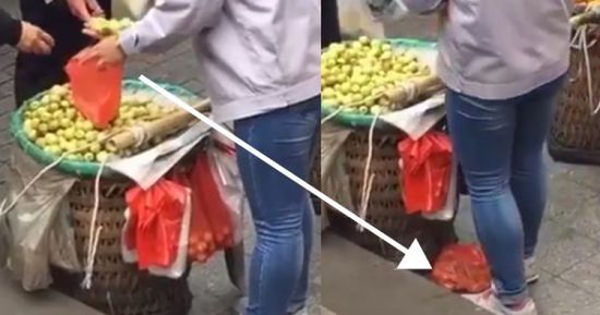 網(wǎng)上流傳的短片顯示，賣棗子棗子的小販以偷龍轉(zhuǎn)鳳的手段把棗子換掉。