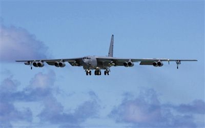 美軍B-52戰(zhàn)略轟炸機(jī)。其為韓三大核保護(hù)傘之一。
