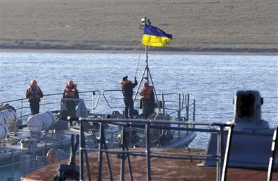 當地時間2014年3月21日，克里米亞塞瓦斯托波爾，烏克蘭海軍登陸艦。