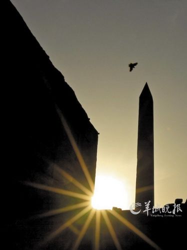 　　埃及盧克索市卡納克神廟,夕陽(yáng)下鳥兒飛過(guò)方尖碑。才揚(yáng) 攝