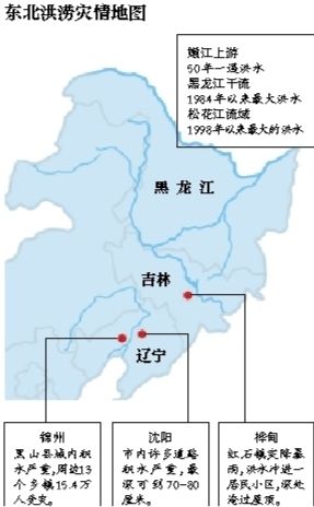 受持續(xù)降雨的影響，嫩江、松花江、黑龍江等3條大江同時(shí)出現(xiàn)超警戒水位的流域性大洪水