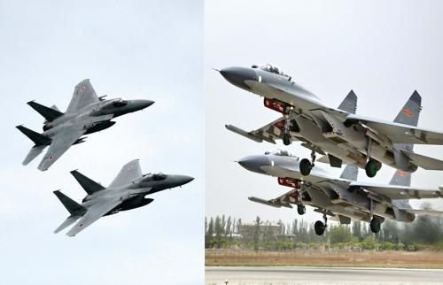 29日，中國(guó)空軍查證了進(jìn)入東海防空識(shí)別區(qū)的美日軍機(jī)，左圖為進(jìn)入防空識(shí)別區(qū)的日本F-15戰(zhàn)機(jī)(資料圖)，右圖為當(dāng)天起飛的中國(guó)殲-11飛機(jī)(資料圖)。