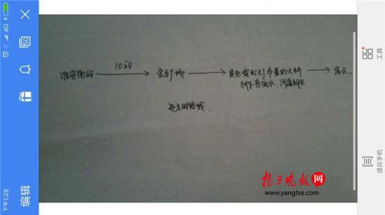 警方根據(jù)這兩張手繪地圖，動(dòng)用300余人次警力終于將林芳找到。（圖由淮安警方提供）