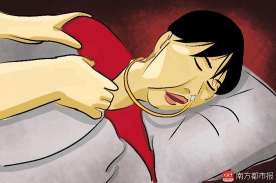 妻子張津華再?zèng)]能醒來，這個(gè)正處盛年、愛美又能干的女人變?yōu)榱酥参锶耍诖采弦惶删拍?，容顏已枯朽。（畫作者：羅逸爵）