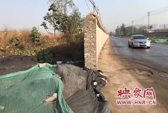 一墻之隔，一邊是道路，一邊是垃圾和荒草，市民質(zhì)疑其為遮羞墻。