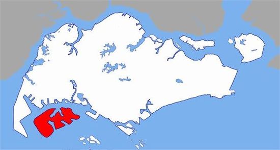 紅色為PX工廠所在裕廊島，與新加坡主城區(qū)距離5公里