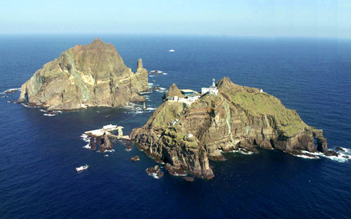 資料圖：日韓爭(zhēng)議島嶼，韓國(guó)稱“獨(dú)島”，日本稱“竹島”。